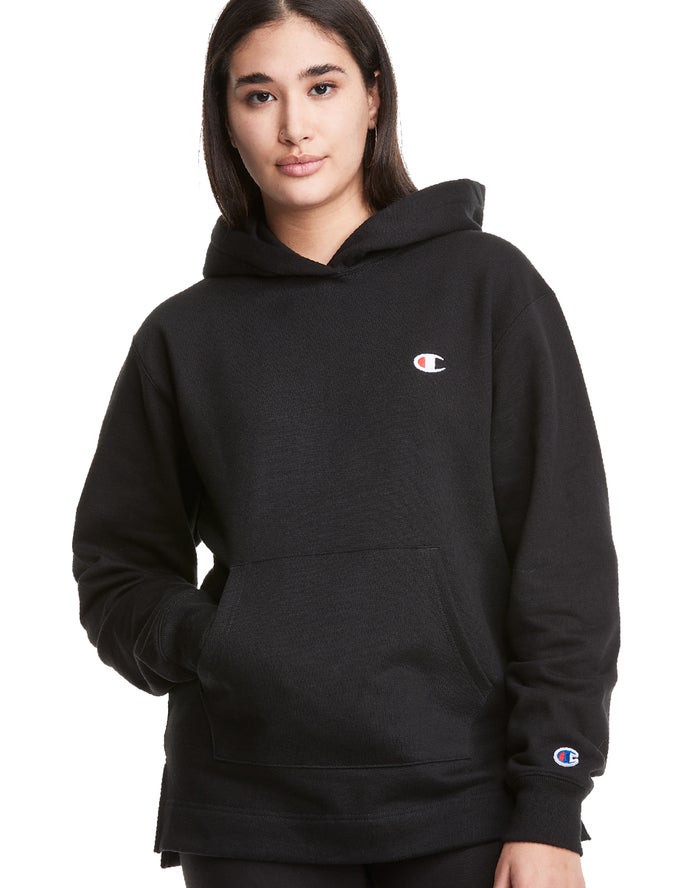 Champion Reverse Weave Open Bottom Black Hoodie Womens - South Africa KVDJNE094